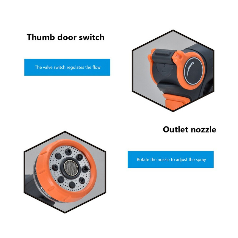 2022 8 permetezési mód Kerti mosógép Pázsit permetező öntözés Nagynyomású vízpisztoly Kerti szerszámok Tömlő Szórófúvóka Kert