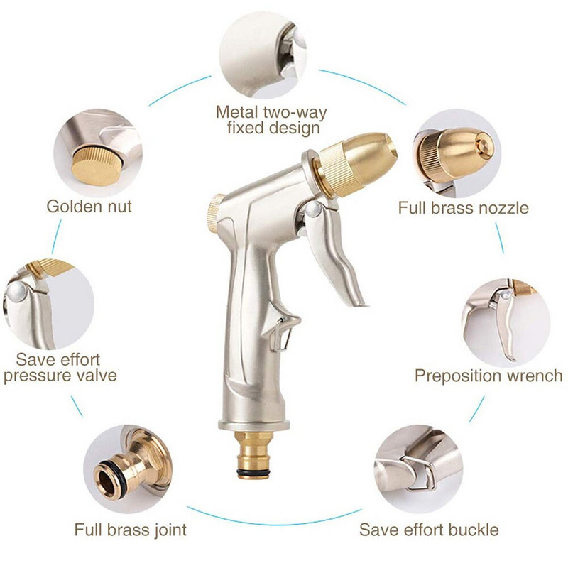 Aukšto slėgio metalinis sodo vandens purškiklis Sodo purkštuvas vandens žarna Buitinė veja Automobilių plovimo pistoletai Kiemo laistymo purškiklis