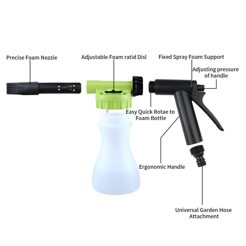 Alacsony nyomású autómosó hab vízpisztoly habágyú hóhab lándzsa Kerti víztömlő öntözővíz permetező palack Dropshipping