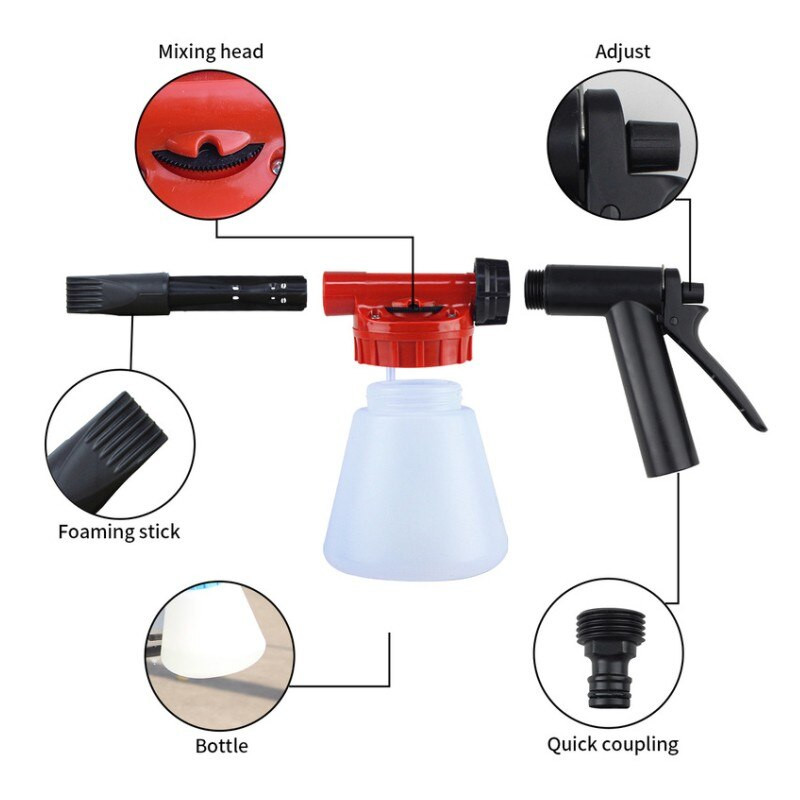 Alacsony nyomású autómosó hab vízpisztoly habágyú hóhab lándzsa Kerti víztömlő öntözővíz permetező palack Dropshipping