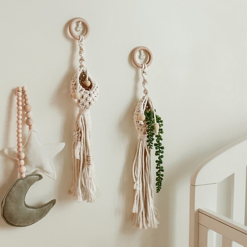 Macrame augalų pakabos Oro augalų pakabinamas krepšelis, Boho Macrame sieninis pakabinimas, skirtas vidaus lauko namų dekoravimui gėlių vazonų krepšelis