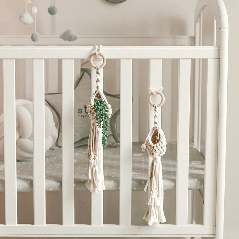 Macrame augalų pakabos Oro augalų pakabinamas krepšelis, Boho Macrame sieninis pakabinimas, skirtas vidaus lauko namų dekoravimui gėlių vazonų krepšelis