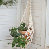 Bohe stílusú, kézzel szőtt kárpit virágkosár Kézzel szőtt, üreges bojthálós kosarak otthoni hálószoba nappali dekorációhoz