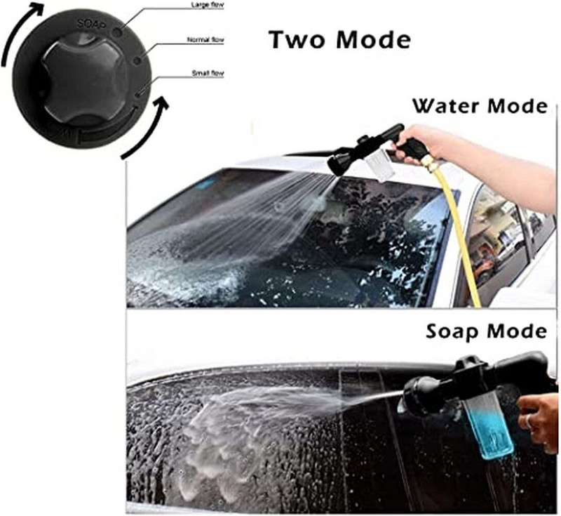Sodo aukšto slėgio vandens pistoletas Automobilių ploviklis Nešiojamas putplasčio vandens pistoletas 8 funkcijos Gėlių laistymo laistymo vandens pistoleto žarnų rinkinys