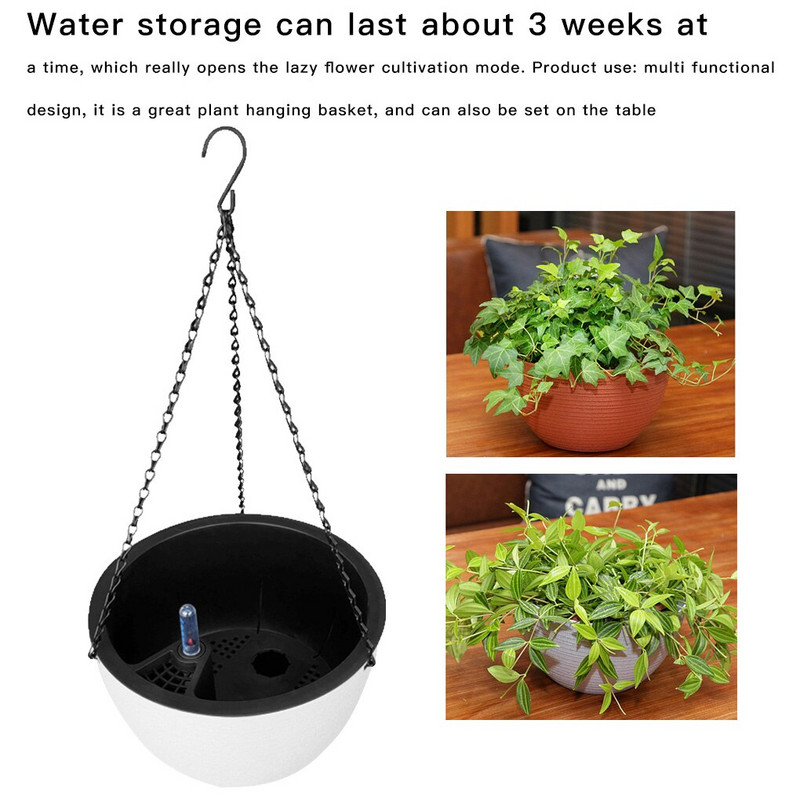 Coș suspendat Ghiveci de flori din plastic Ghiveci de flori cu auto-udare Suport pentru plante Decorarea casei Ghiveci suspendat de grădină