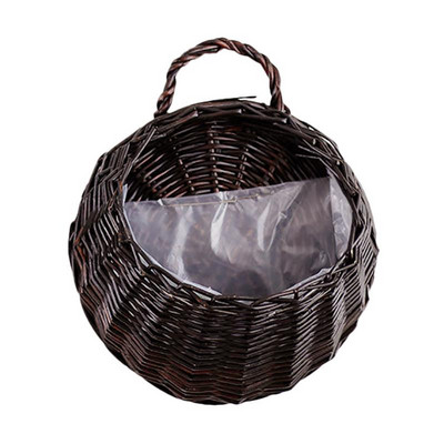 Ghiveci de flori din paie retro din salcie, răchită, ratan, ghiveci de flori pentru agățat de perete, decorare pentru grădină, coș de flori