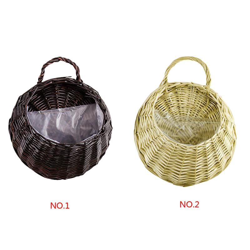 Gluosnio Retro šiaudinis gėlių vazonas Pinti rotango sieniniai vazonai Namų sodo dekoravimas Gėlių krepšelio konteinerio numetimas