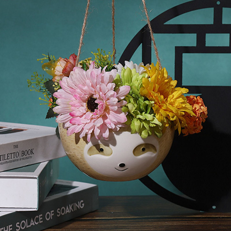 2 vnt. tinginys gėlių vazonas Gyvūnų augalų vazonas Pakabinamas vazonas Keraminis augalų vazonas namų sodui Pakabinamas augalų vazonas