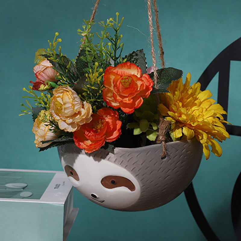 2 vnt. tinginys gėlių vazonas Gyvūnų augalų vazonas Pakabinamas vazonas Keraminis augalų vazonas namų sodui Pakabinamas augalų vazonas