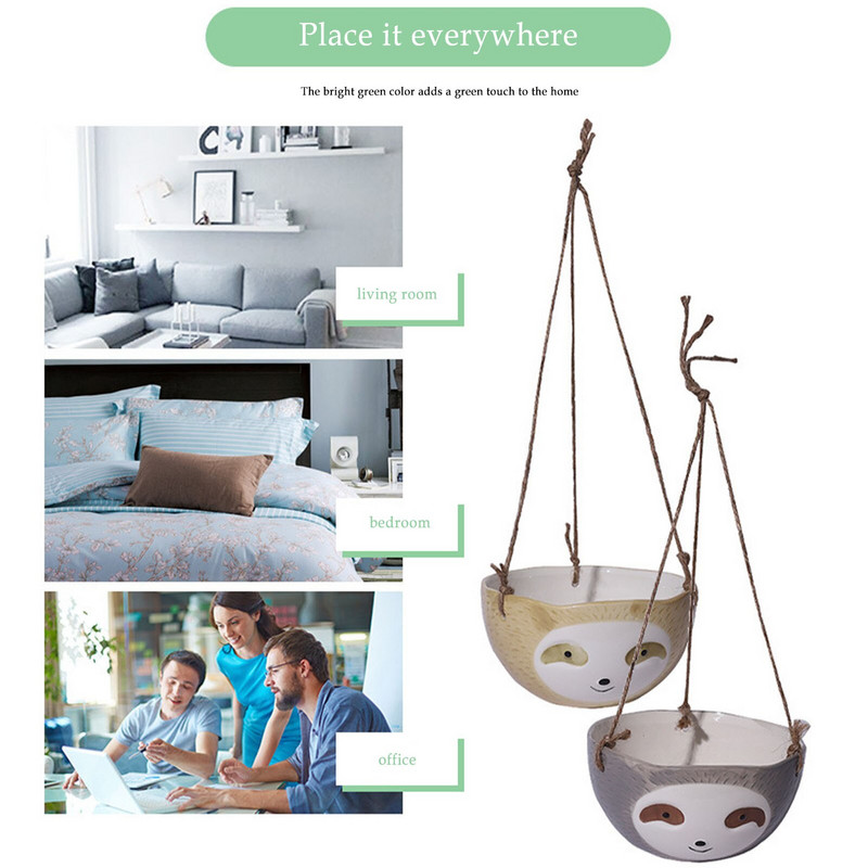 2 vnt. tinginys gėlių vazonas Gyvūnų augalų vazonas Pakabinamas vazonas Keraminis augalų vazonas namų sodui Pakabinamas augalų vazonas