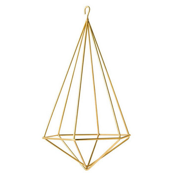 Нов висящ държач за въздушни растения Модерен геометричен плантатор с верига Tillandsia Контейнер Himmeli Стенен декор, злато