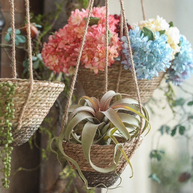 Rotango gėlių vazonas Rankinis pakabinamas rotango gėlių vazonas Gėlių krepšelis Sandėliavimo krepšelis Augalų gėlių vazonai Austi