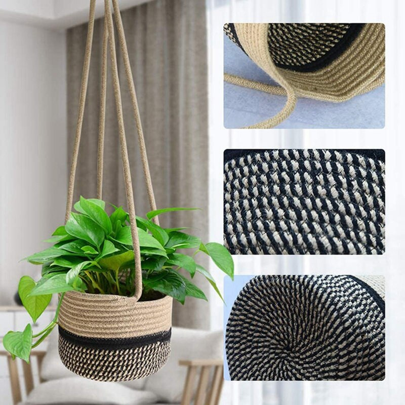 Sodo augalų pakabos Virvele pakabinamas vazonas Austas pakabinamas vazono krepšelis Dekoratyvinis gėlių vazono laikiklis namų dekoravimui