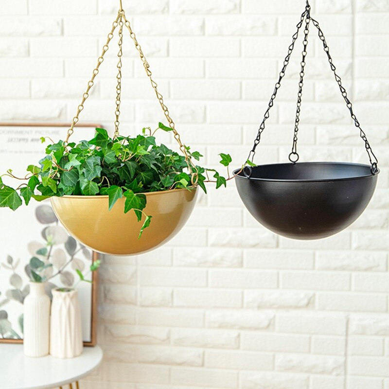 Ghiveci de flori suspendate din metal cu lanț de jardiniere suspendate coș vază de flori pentru decorarea balconului, grădinii
