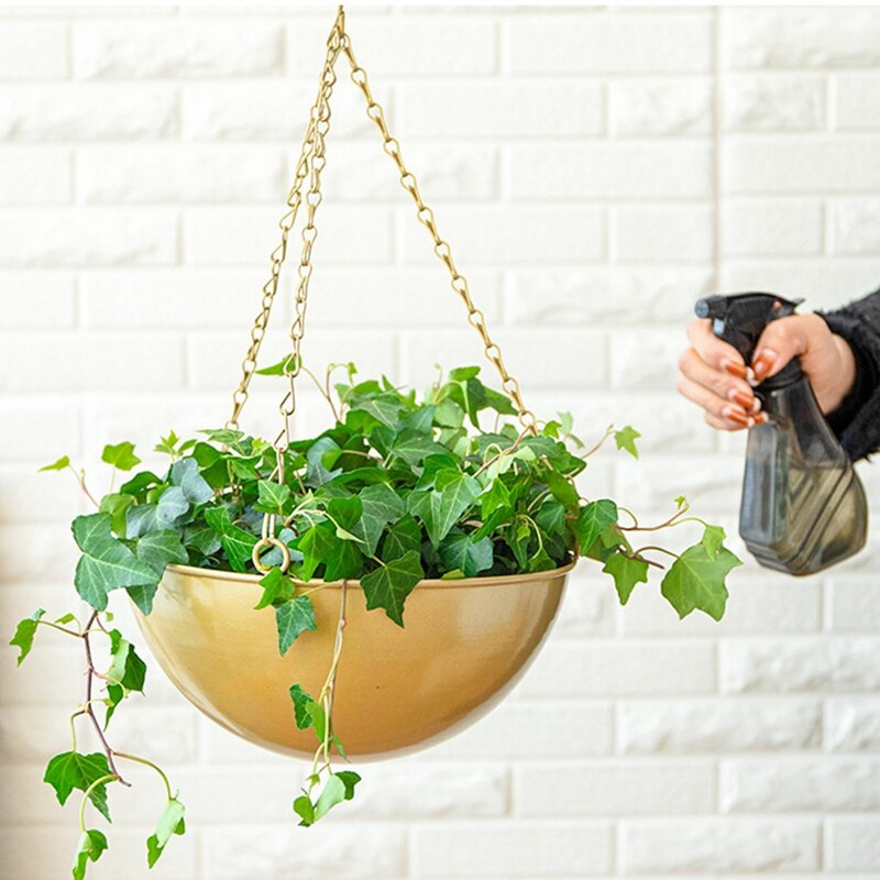 Fém függő virágcserep lánc függő virágtartó kosár virágváza otthoni kerthez erkély díszítéshez