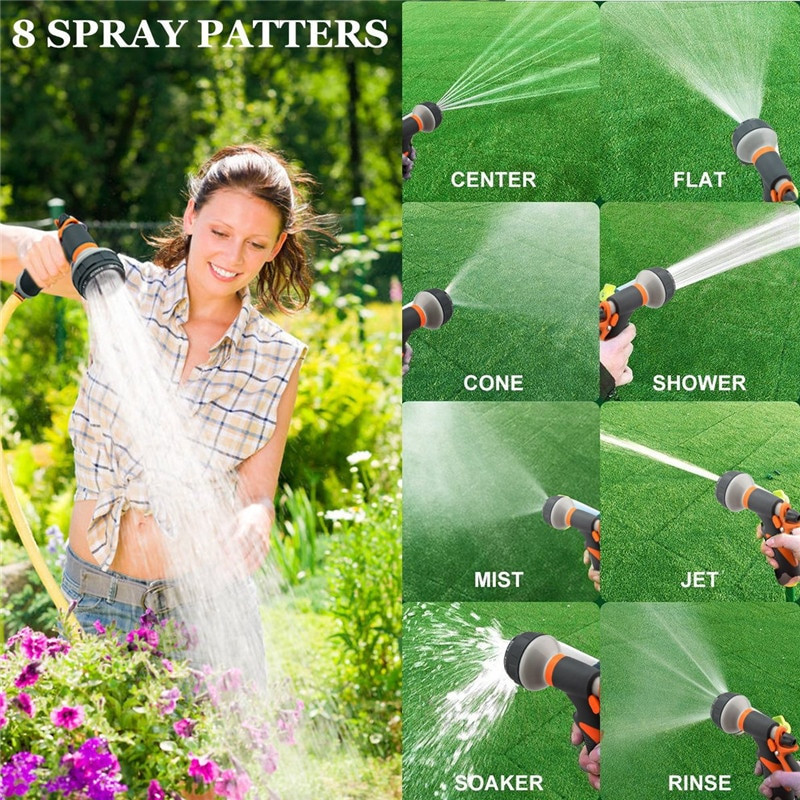 Kerti tömlőfúvóka öntözőspray nagynyomású vízpermetező 8 mintával Hordozható nagynyomású vízpisztoly tisztításhoz