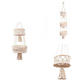 Függő kosár Makramé gyümölcstároló konténer rendszerező pamut kötél függő cserep otthoni dekorációhoz