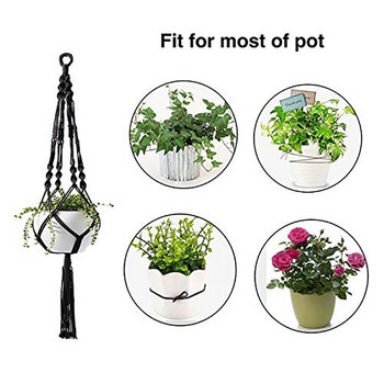 Hot XD-свързана с растения вътрешна и външна висяща кошница за саксии, памучно въже, стойка за гирлянди, 4 части