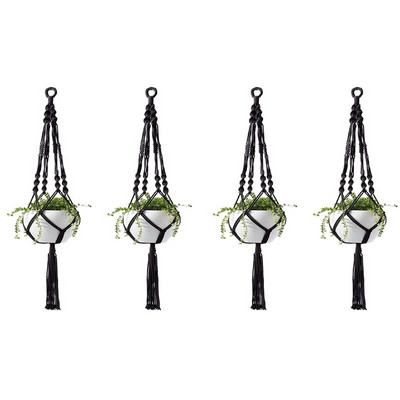 Hot XD-Plant-Linked Indoor and Outdoor Indoor and Outdoor Hand Flower Basket Cotton Rope, Garland Stand φυτών, 4 τεμάχια