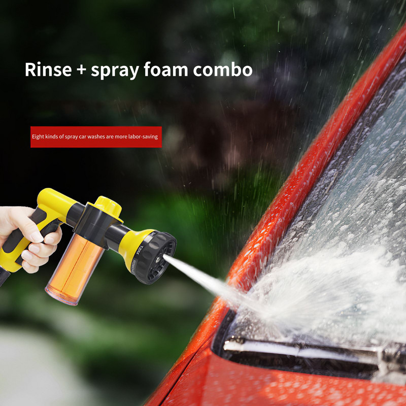 Kerti vízpisztoly hordozható autómosó habpisztoly 8 üzemmódú habszóró pisztoly habtároló tartállyal virágöntözéshez autómosáshoz