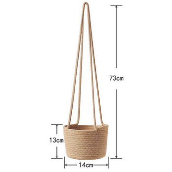 2X висящи кошници за плантатори с въже с дълго висящо въже, ръчно тъкана поставка за растения Декоративна поставка за саксии
