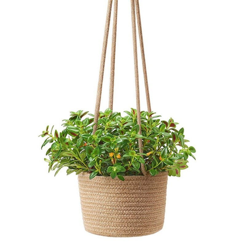 2X coșuri de jardiniere cu frânghie suspendate cu funie lungă pentru agățat, suport pentru plante țesut manual Suport decorativ pentru ghiveci de flori