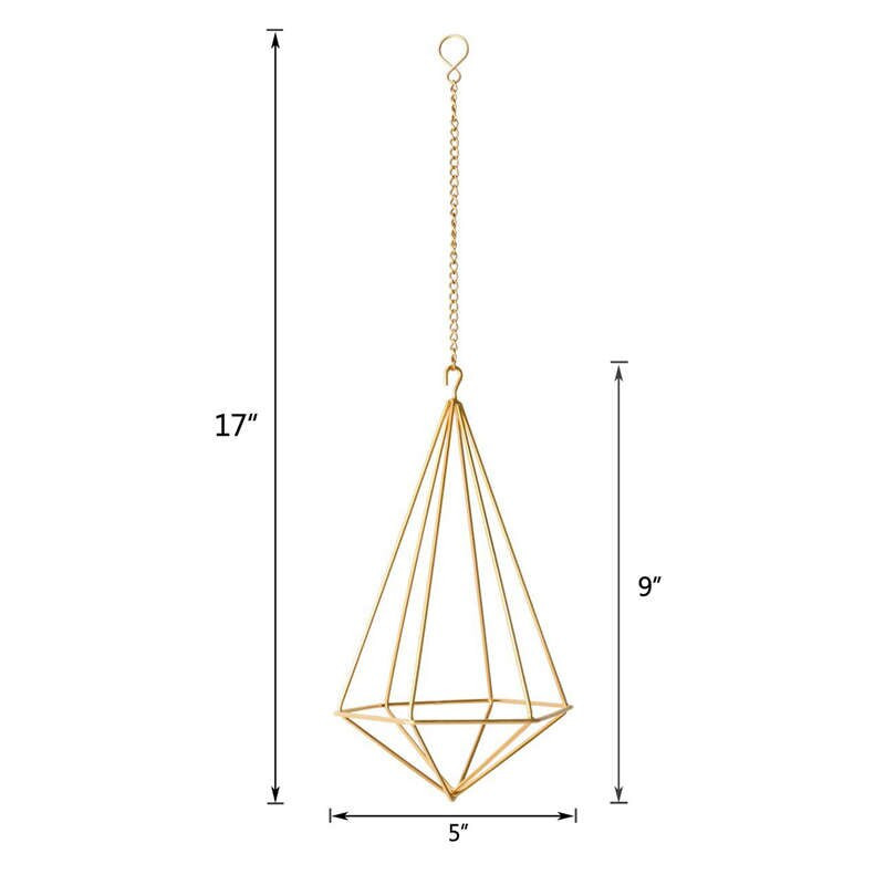Függesztett levegős növénytartó Modern geometrikus ültetőgép láncos Tillandsia konténerrel Himmeli fali dekoráció, arany
