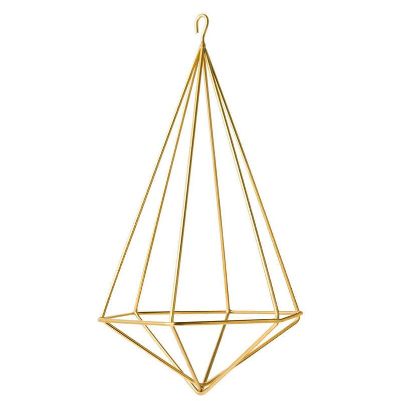Függesztett levegős növénytartó Modern geometrikus ültetőgép láncos Tillandsia konténerrel Himmeli fali dekoráció, arany