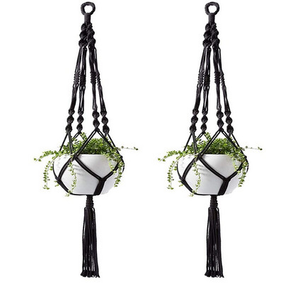 SHGO HOT-Plant-Linked Indoor and Outdoor Indoor and Outdoor Basket Flowercell Cotton Rope, Garland Stand φυτών, 2 τεμάχια