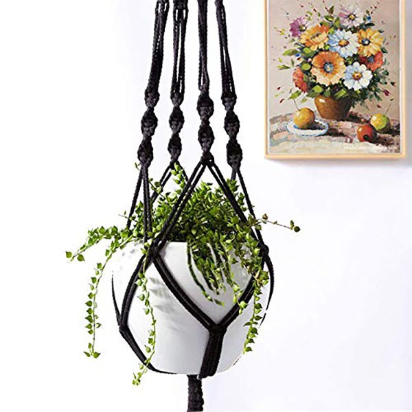 SHGO HOT-Plant-Link-Linked Indoor and Outdoor Flower Basket Basket, Medvilninė virvė, Girliandos augalų stovas, 2 dalys