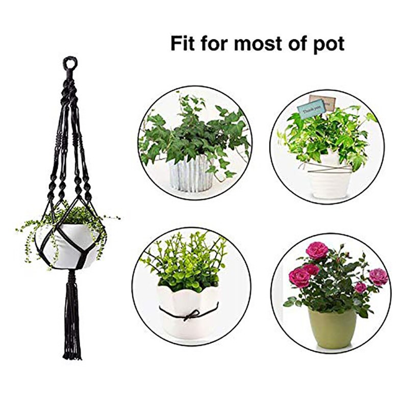 SHGO HOT-Plant-Link-Linked Indoor and Outdoor Flower Basket Basket, Medvilninė virvė, Girliandos augalų stovas, 2 dalys