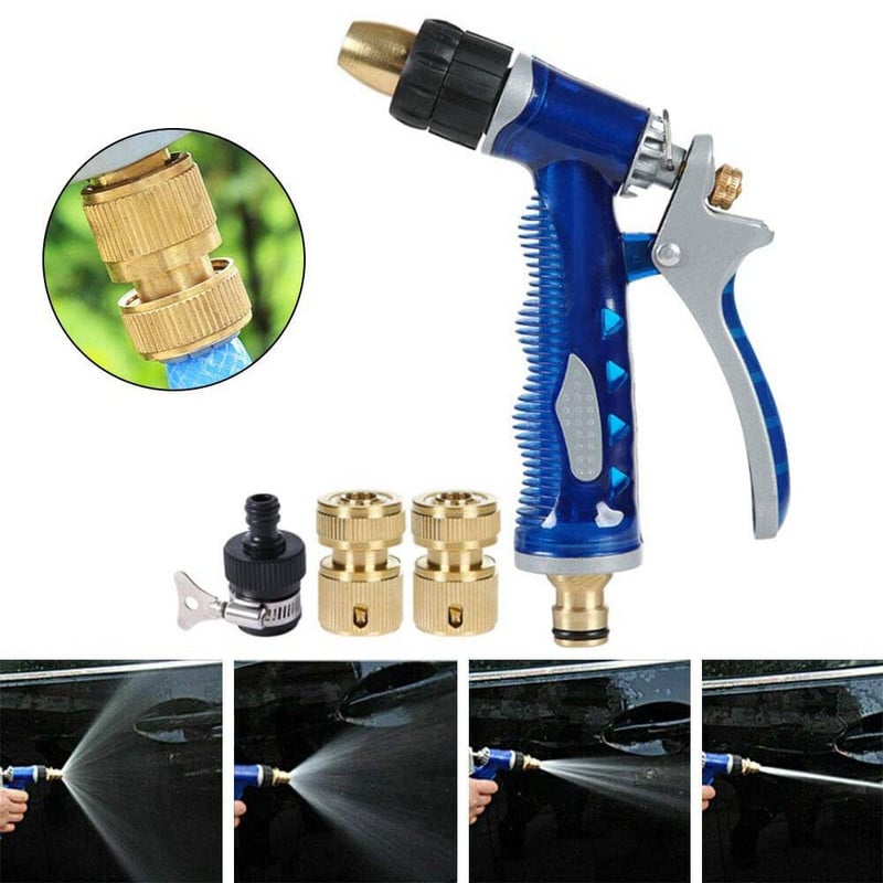 Nešiojamas aukšto slėgio patvarus rankinis vandens pistoletas sodo vejos laistymas automobilių plovimo purkštuvu įrankių žarna reguliuojamas žalvarinis antgalis