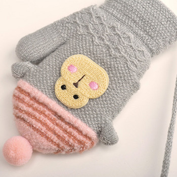 Παιδικά χειμωνιάτικα γάντια με απλικέ και κορδόνια