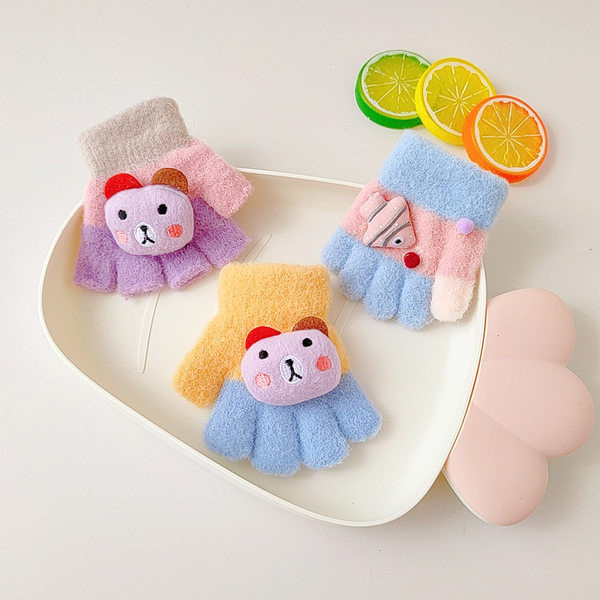 Mănuși de iarnă pentru copii cu element 3D pentru băieți și fete