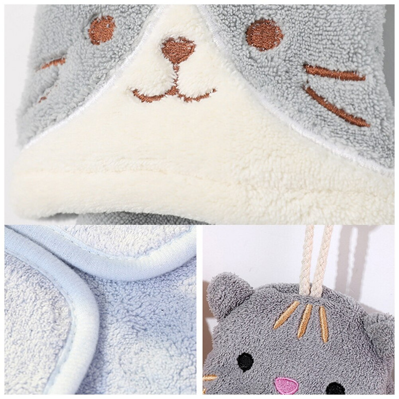 1vnt Animacinis pakabinamas rankšluostis Minkštas koralinis virtuvės rankšluostis Mielas Vaikų Vaiko Kūdikio Greitai Išdžiūstantis Maudymosi Rankšluostis