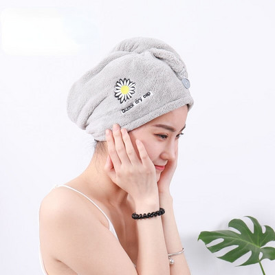 Prosop din microfibră Daisy Prosop de păr Flori brodate Prosop cu uscare rapidă Pălărie moale pentru baie Pălărie Super Absorbție de apă