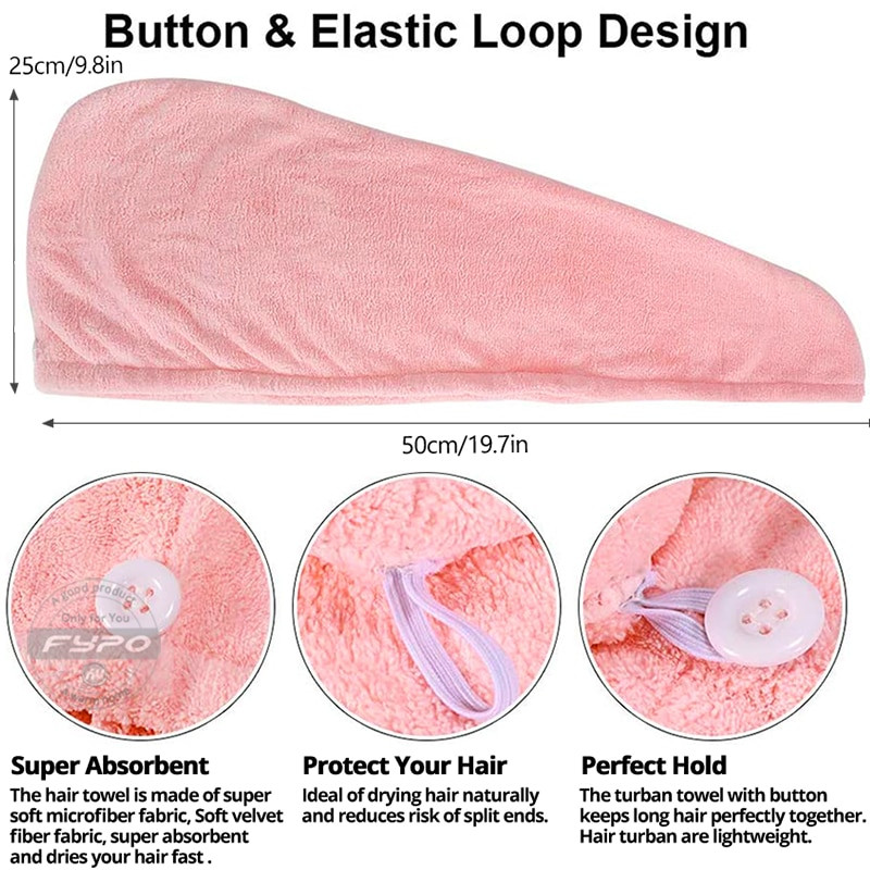 Greitai džiūstančių plaukų rankšluosčių kepurė Mergaičių plaukų džiovinimo kepurė Vonios kepurė Mikropluošto kietas rankšluosčių dangtelis Super Absorption Turban Hair Dry Cap