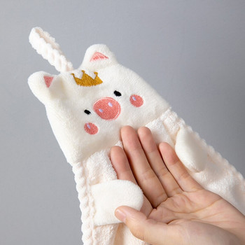 Πετσέτα χεριών Cartoon Pig Μαλακό Coral Fleece Επιτοίχιο υφασμάτινο μαντηλάκι Παιδικό μαντηλάκι Απορροφητικό πετσέτες κουζίνας