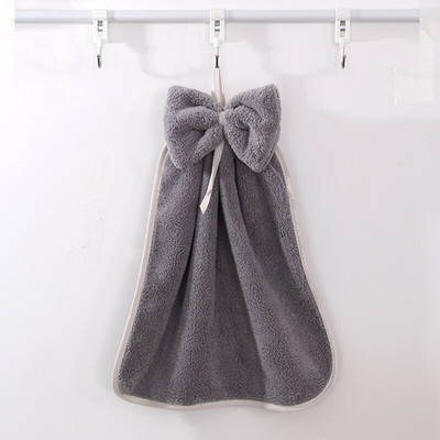 Drăguț Bowknot Coral Catifea Prosop de mână Prosop moale pentru ștergerea vaselor Agățat pânză absorbantă Ustensile de bucătărie Accesorii pentru baie 30*33cm