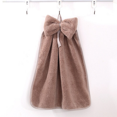 Drăguț Bowknot Coral Catifea Prosop de mână Prosop moale pentru ștergerea vaselor Agățat pânză absorbantă Ustensile de bucătărie Accesorii pentru baie 30*33cm