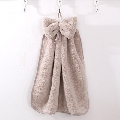 Drăguț Bowknot Coral Catifea Prosop de mână Prosop moale pentru ștergerea vaselor Agățat pânză absorbantă Ustensile de bucătărie Accesorii pentru baie 30*33cm