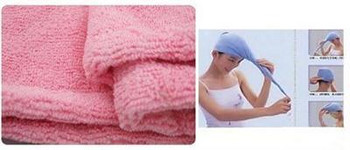 Абсорбираща кърпа от микрофибър Тюрбан Сушене на косата Бързосъхнещи Шапки за душ Халат Шапка Обвивки за коса за жени Произволен цвят 21*51см