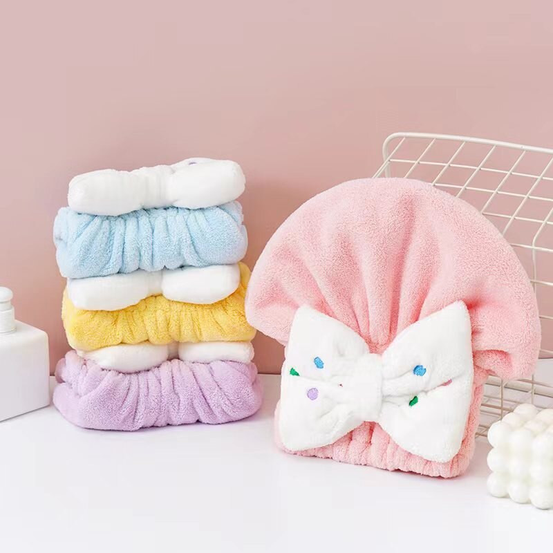 Copii drăguți Copii Uscarea rapidă a părului Prosoape înfășurate Pălărie de păr uscat Pălării de baie Căciulă de duș portabilă din lână Coral Accesorii de baie