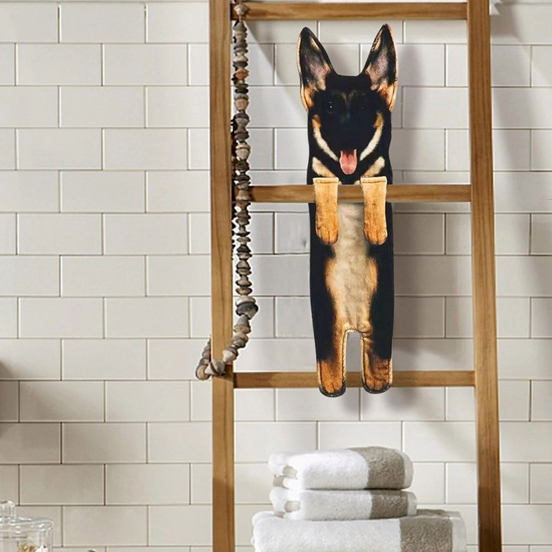 Prosop amuzant de mână câine pentru baie bucătărie realistă bumbac pisică cățel pisoi prosop super absorbant moale pentru decorarea casei