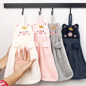 1vnt Koralinio aksomo siuvinėjimo nosinė Minkštas rankšluostis sugeriantis audinys indų šluostės Kabantis audinys Virtuvės vonios reikmenys