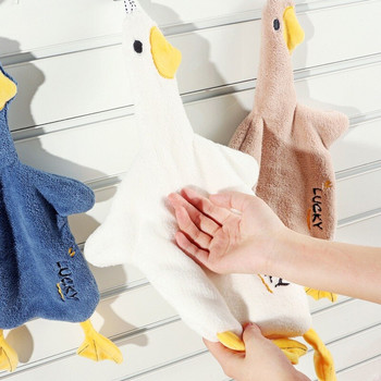 Κορεάτικη πάπια πετσέτα χεριών κρεμαστό πανί Χαριτωμένη μαλακή πετσέτα κουζίνας απορροφητική πετσέτα χεριών οικιακής χρήσης Coral fleece Handable