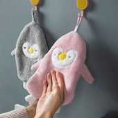 Prosop de mână cu pinguin din desene animate, absorbant pentru casă, moale, lână de corali, prosoape de baie, microfibră de bucătărie, șervețele de curățare cu uscare rapidă.