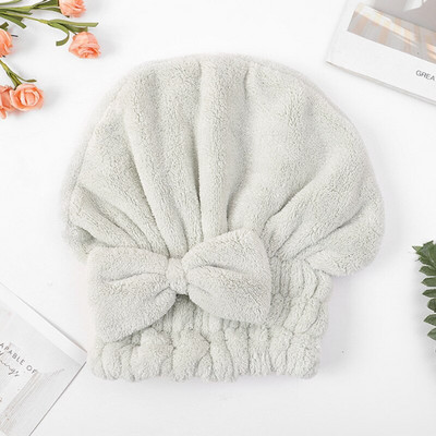 Lányok Quick Dry Hair Cap Coral Polár Pure Color Nedvszívó száraz Haj törölköző Bowknot zuhanysapka fejfedő SPA zuhanyfejpánt
