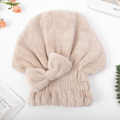 Lányok Quick Dry Hair Cap Coral Polár Pure Color Nedvszívó száraz Haj törölköző Bowknot zuhanysapka fejfedő SPA zuhanyfejpánt