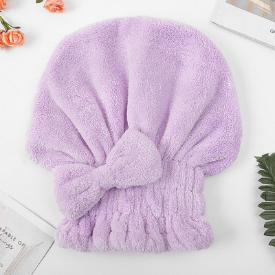 Lányok Quick Dry Hair Cap Coral Polár Pure Color Nedvszívó száraz Haj törölköző Bowknot zuhanysapka fejfedő SPA zuhanyfejpánt